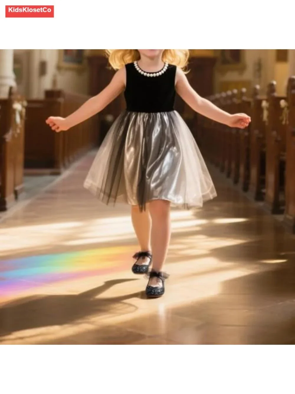 Girls Glitter Mary Jane Flats Sparkly Bow Shoes Toddler Party